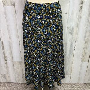 Premise Blue and Yellow Floral A-Line Skirt‎